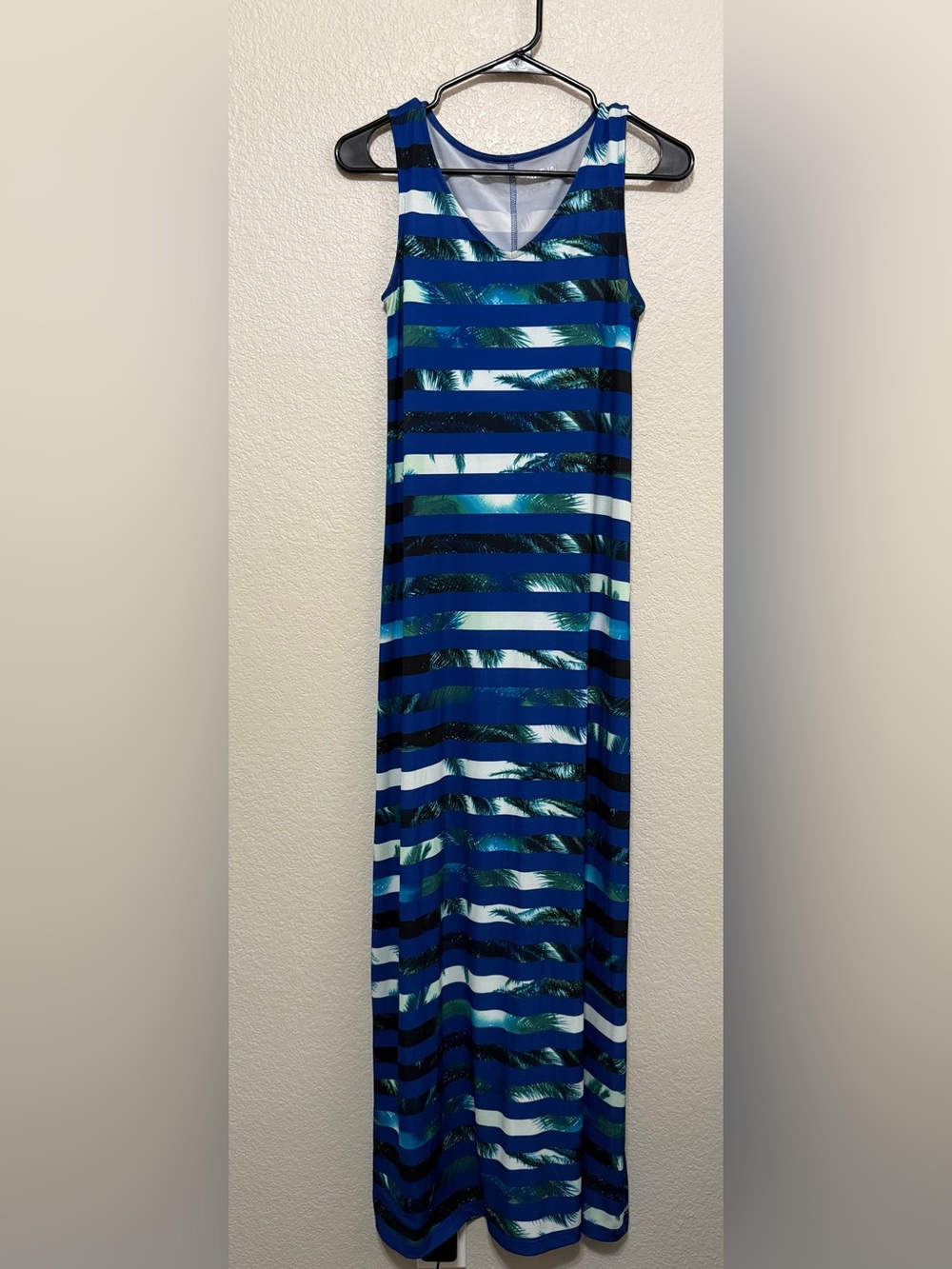 Apt. 9 Blue and White Striped Palm Maxi Dress